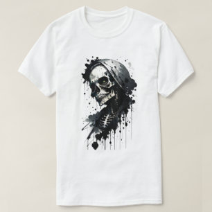 Skeleton Ink Splatter Halloween T-Shirt