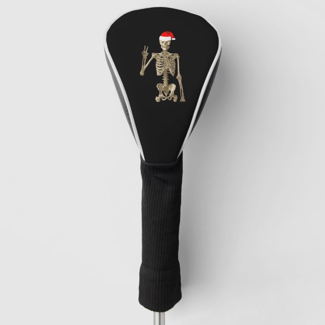Skeleton is chillin' with his peace sign   golf head cover (Front)