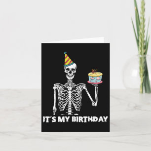 Skeleton It's My Birthday Party Happy Halloween Bi Card