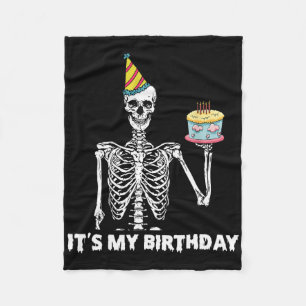 Skeleton It's My Birthday Party Happy Halloween Bi Fleece Blanket
