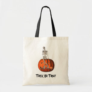 Skeleton Jack O Lantern Halloween Funny Tote Bag