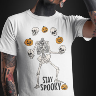 Skeleton Joggling His Skull and Pumpkin Halloween T-Shirt