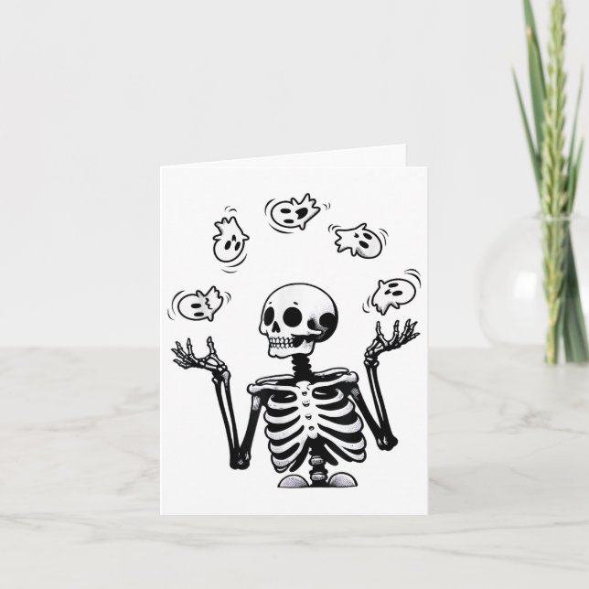 Skeleton Juggling Ghosts Funny Halloween Costume _ Card (Front)