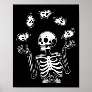 Skeleton Juggling Ghosts Funny Halloween Costume Poster