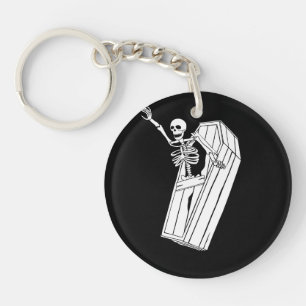 Skeleton Jumping out of Casket on a Key Ring