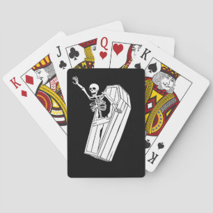 Skeleton Jumping out of Casket Surprise on  Playing Cards