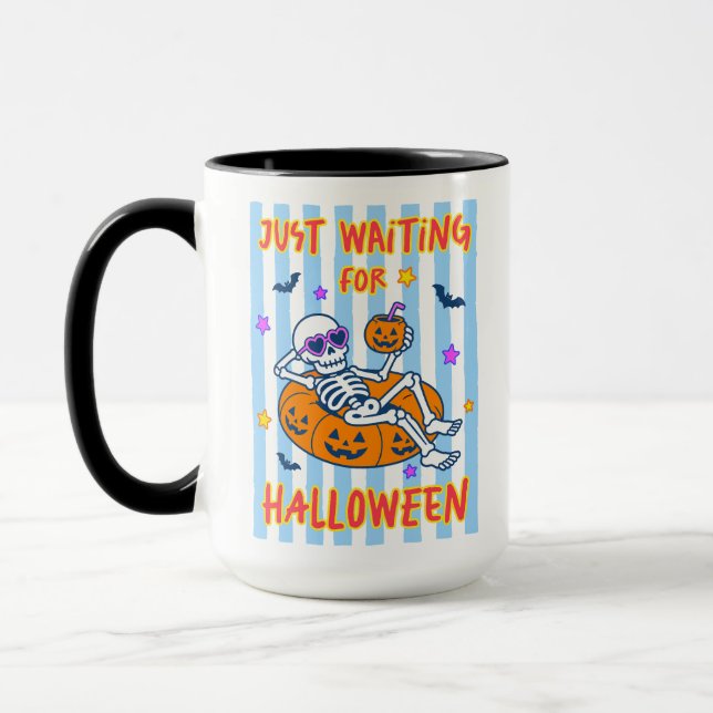 Skeleton Just Waiting for Halloween Mug (Left)