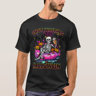 Skeleton Just Waiting For Halloween Summer Men Wom T-Shirt