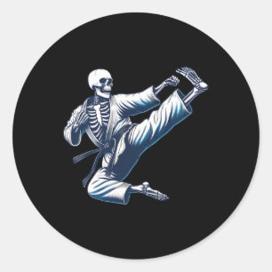 Skeleton Karate Kick Martial Arts Kickboxing Mma F Classic Round Sticker