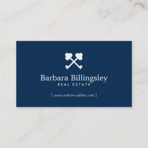 Skeleton Key Logo Real Estate, Broker Navy Blue Business Card