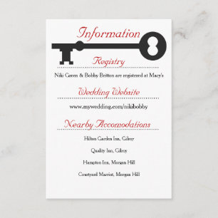 Skeleton Key Wedding Information Card