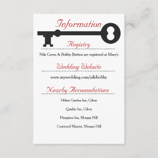 Skeleton Key Wedding Information Card