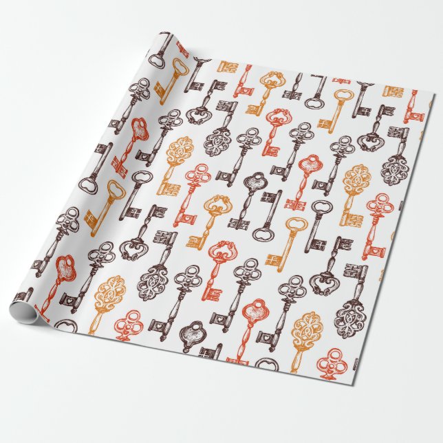 Skeleton Key Wrapping Paper (Unrolled)