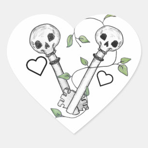 Skeleton Keys Heart Sticker