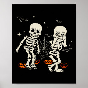 Skeleton Kids Griddy-dance Halloween Trick Or Trea Poster