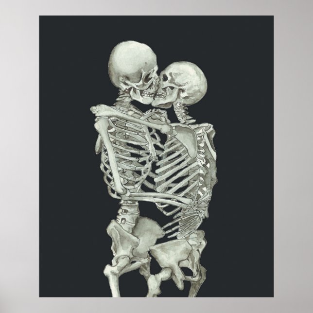 Skeleton Kiss Immortal Lovers Anatomy Love Valen Poster (Front)