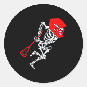 Skeleton Lacrosse Shirt Halloween Classic Round Sticker