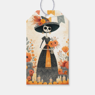 Skeleton Lady La Catrina Day of the Dead Gift Tags