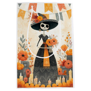 Skeleton Lady La Catrina Day of the Dead  Medium Gift Bag