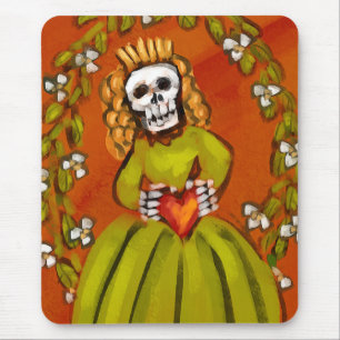 Skeleton Lady With Heart Mouse Mat