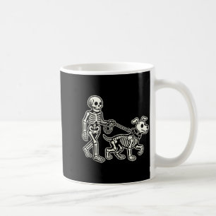 Skeleton Leads Dog Funny Skull Pet for Halloween Coffee Mug