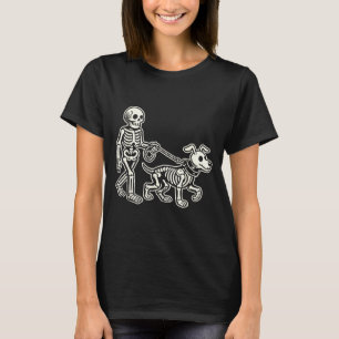 Skeleton Leads Dog Funny Skull Pet for Halloween T-Shirt