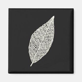 Skeleton Leaf line art black and white Magnet