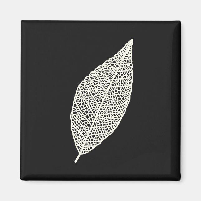 Skeleton Leaf line art black and white Magnet (Front)