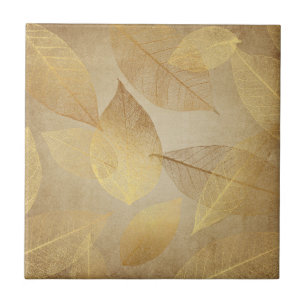 Skeleton Leaves Gold & Copper tile