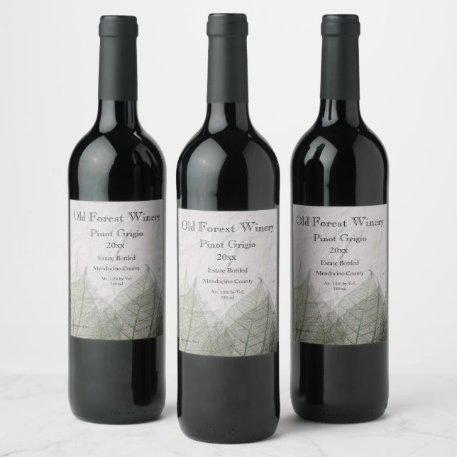 Skeleton leaves wine label (Bottles)