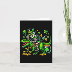Skeleton Leperchaun Skeleton Riding Trex St Patric Card