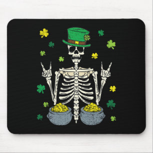Skeleton Leprechaun St Patricks Day Shamrock Clove Mouse Mat