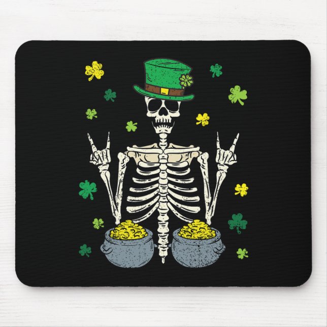 Skeleton Leprechaun St Patricks Day Shamrock Clove Mouse Mat (Front)