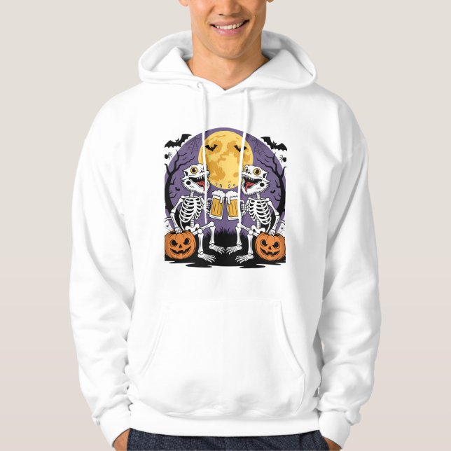 Skeleton Lizards Halloween Beer Cheers Hoodie (Front)