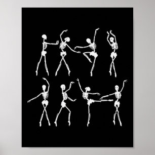 Skeleton Llerinas Llet Dance Cute Halloween Costum Poster