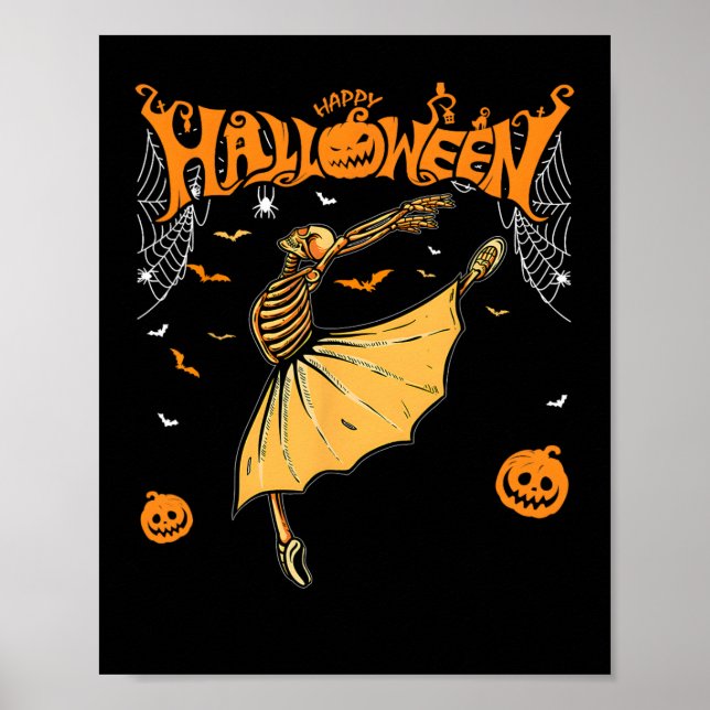 Skeleton Llerinas Llet Dance Cute Halloween Costum Poster (Front)