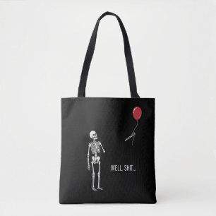Skeleton Lost Balloon, Dark Humour Halloween Tote Bag