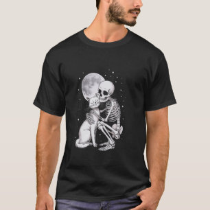 Skeleton Love Cat Kitty Skull Cute Goth Cat Lover T-Shirt