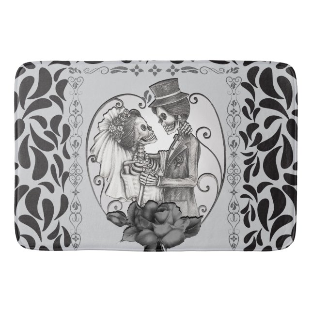Skeleton Love Couple Marriage Dance Bath Mat (Front)