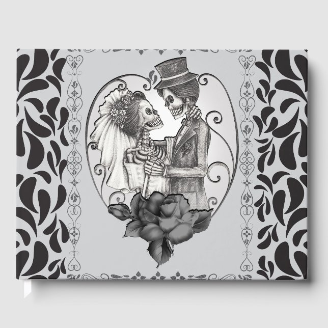Skeleton Love Couple Marriage Dance Gothic Wedding Guest Book (Front)