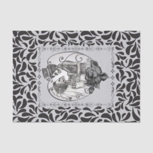 Skeleton Love Couple Marriage Dance Gothic Wedding Tissue Paper