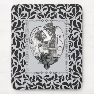 Skeleton Love Couple Marriage Dance Mouse Mat