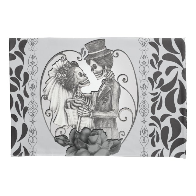 Skeleton Love Couple Marriage Dance Pillowcase (Front)