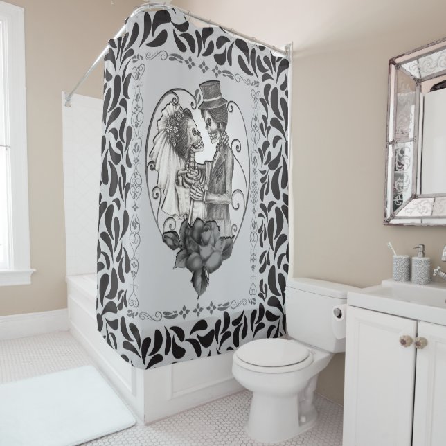 Skeleton Love Couple Marriage Dance Shower Curtain (In Situ)