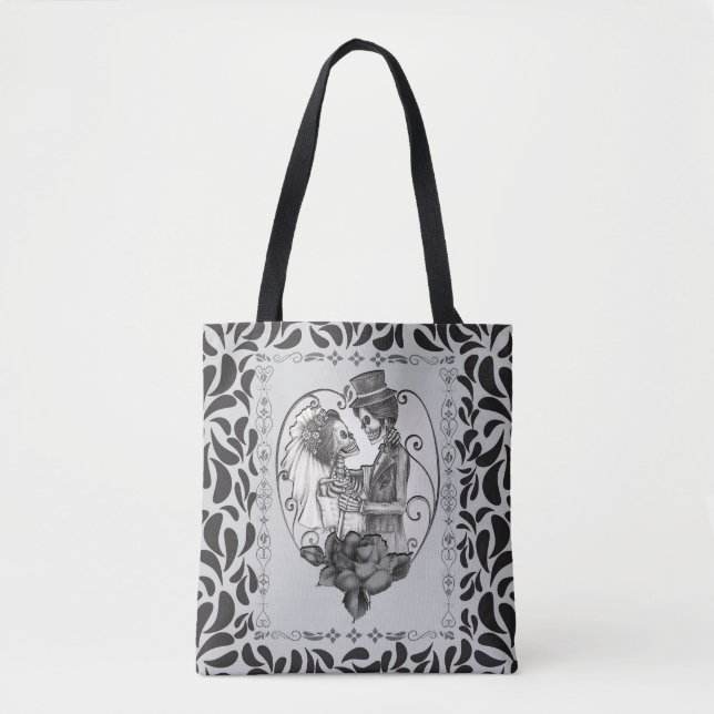 Skeleton Love Couple Marriage Dance Tote Bag (Front)