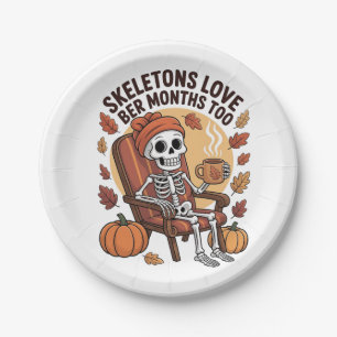 Skeleton Loves Ber Months Too Spooky Paper Plate