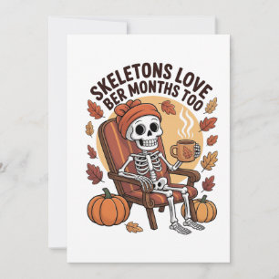 Skeleton Loves Ber Months Too Spooky  Thank You Card