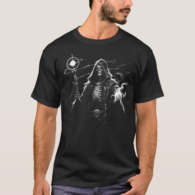 Skeleton Mage / Necromancer T-Shirt (Front)