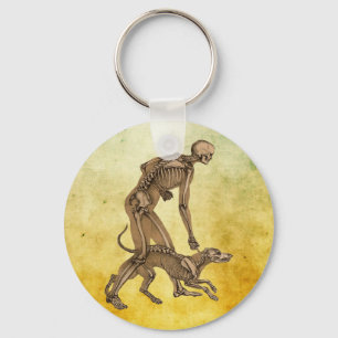 skeleton man and dog human animal anatomy art key ring