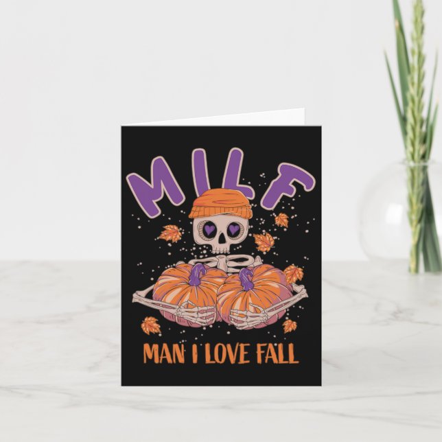 Skeleton Man I Love Fall Fun Skeleton Pumpkin Hall Card (Front)